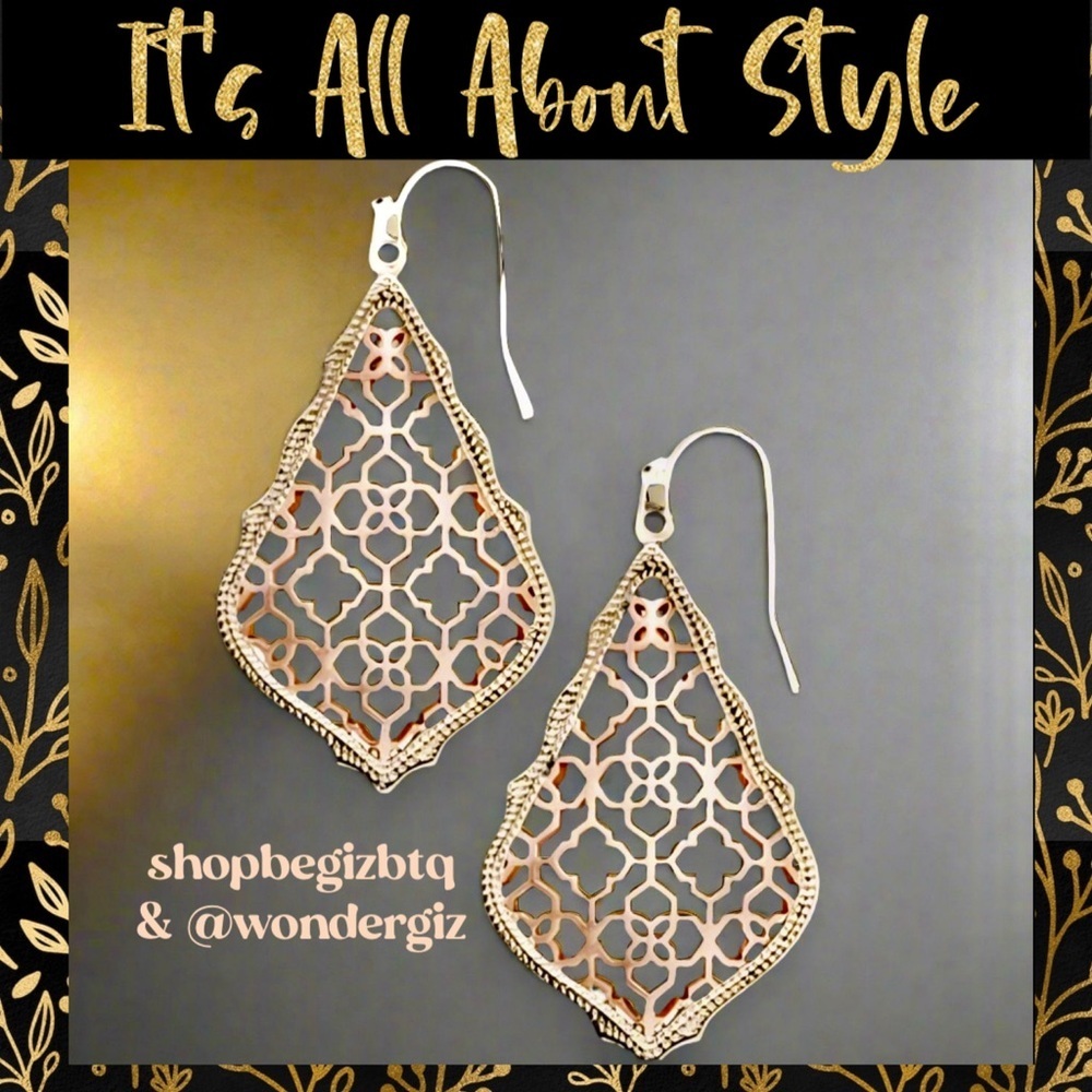 Kendra Scott authentic Addie Rose Gold Filigree Drop Earrings